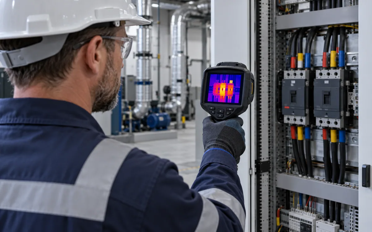 Cámara térmica supervisando una instalación industrial